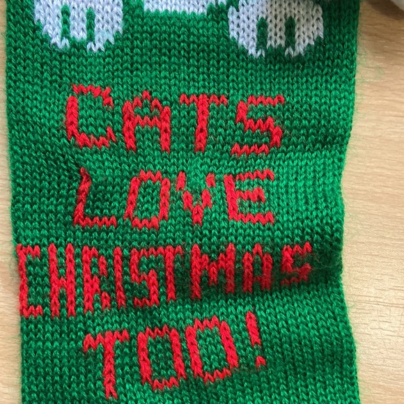 Vintage Christmas cat items- stocking and candle holder - Picture 7 of 9